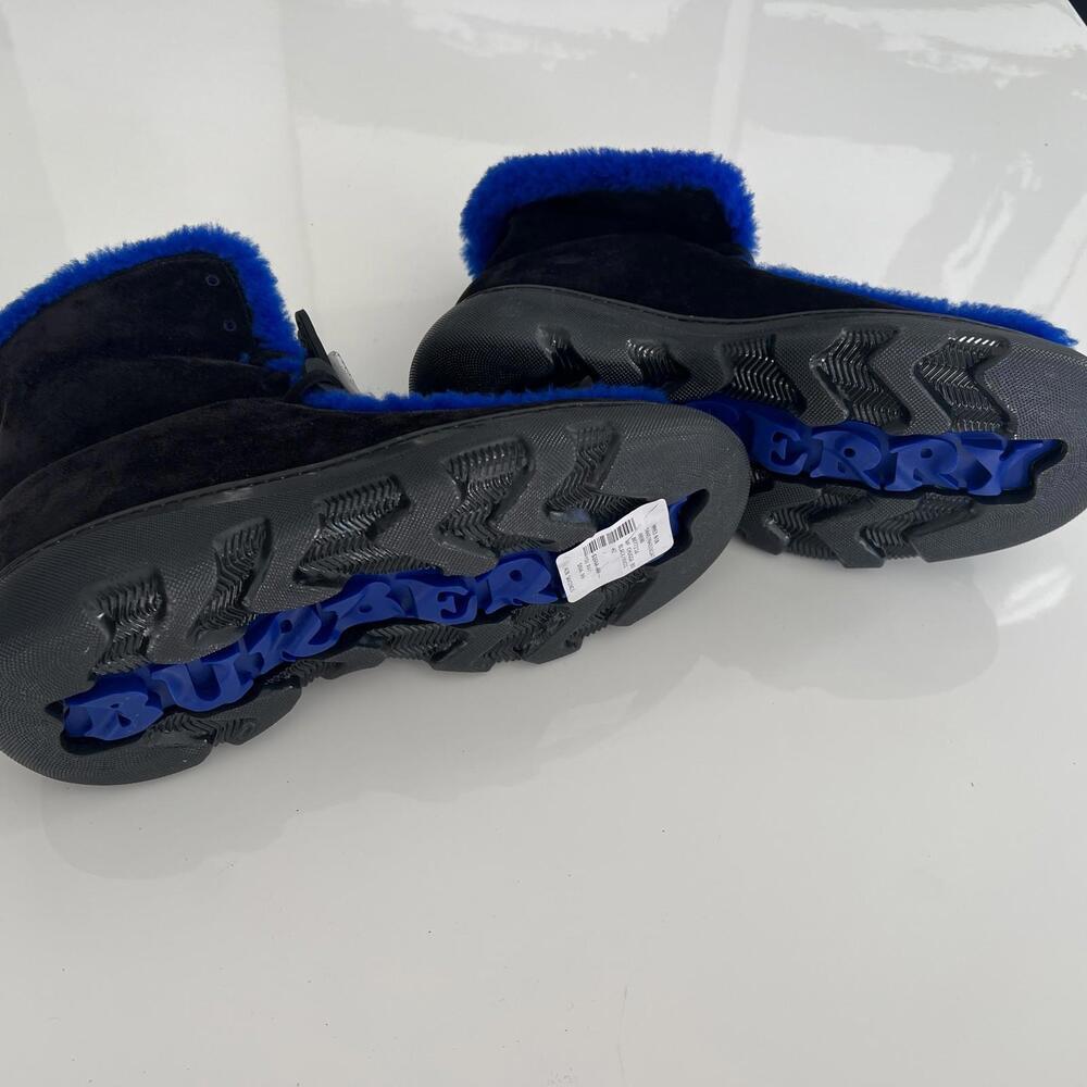 $1550 Burberry Mens Creeper Shearling Black Blue Winter Boots Size 42 /US 9 - Picture 12 of 16